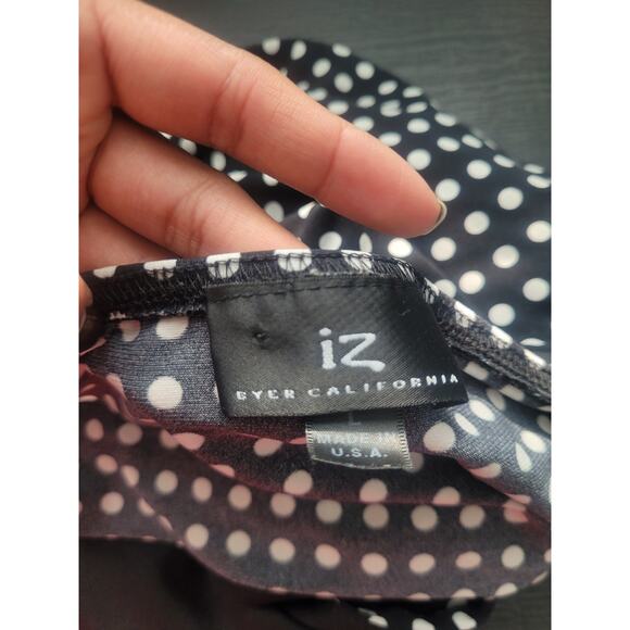 Y2k IZ Byer Polka Dot Babydoll Halter Mock Neck Top Size L Black Preppy Coquette - Picture 3 of 7